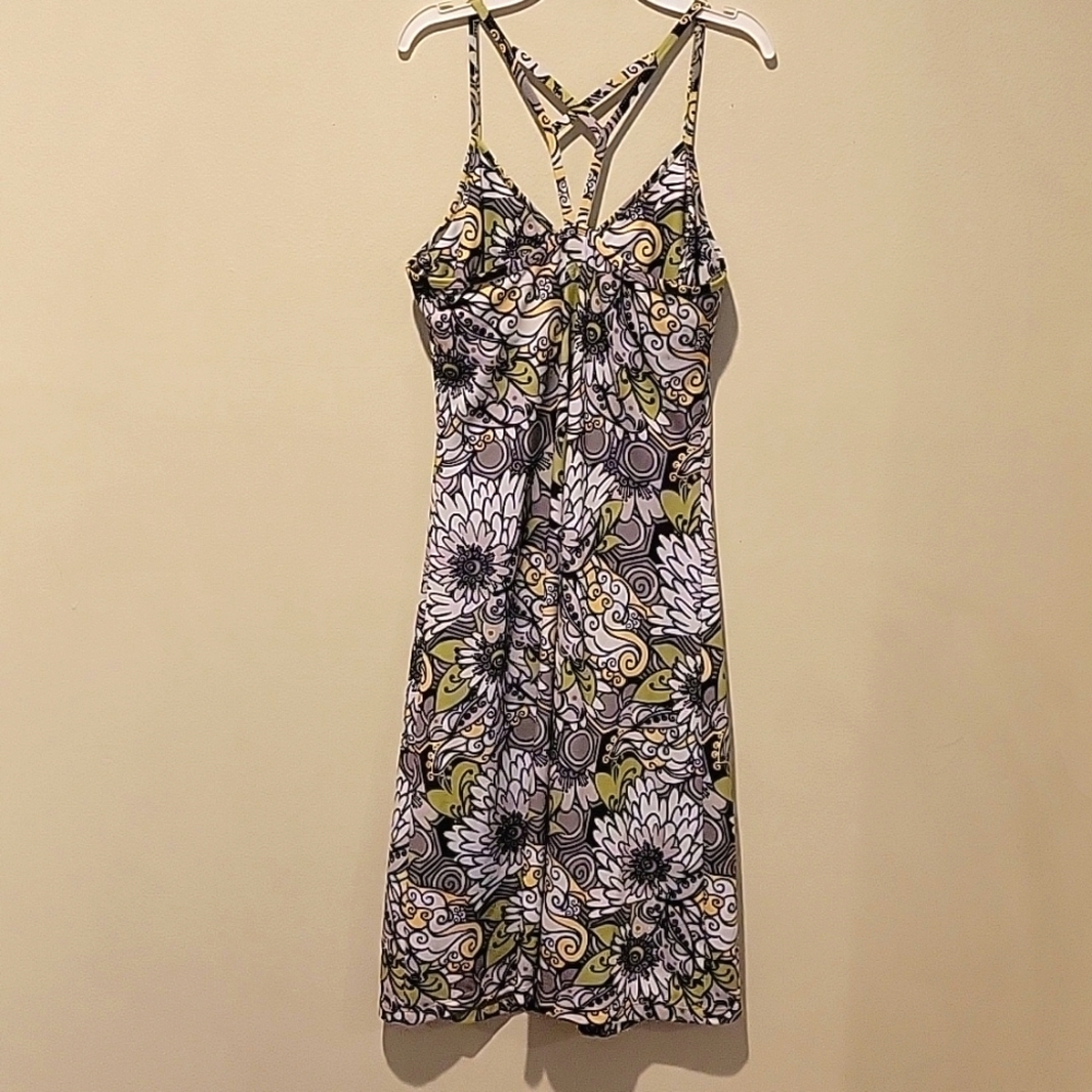 ❤️ PRANA CORA DRESS IN RETRO LIME GRERN GRAY BLACK FLORAL, SMALL - Picture 7 of 9